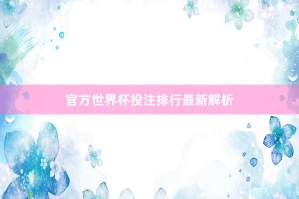 官方世界杯投注排行最新解析